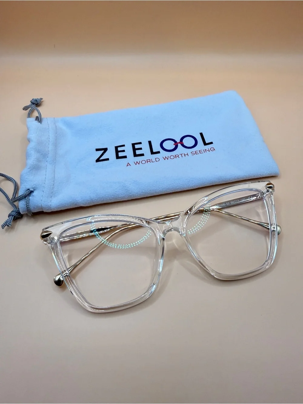 Zeelool Clear Square Frame Glasses, Unknown prescription